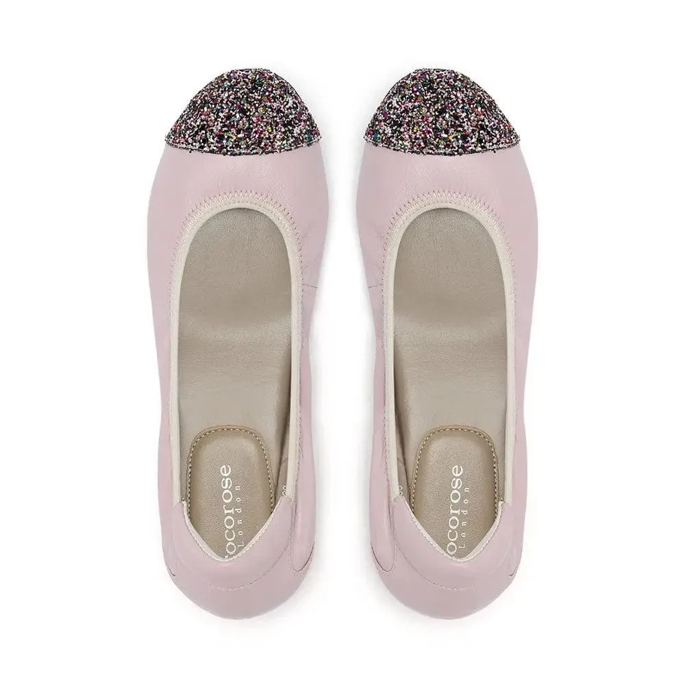 Break Ready Street Ready Harrow - Pastel Pink Glitter Toe Leather Flats
