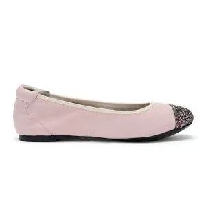 Harrow - Pastel Pink Glitter Toe Leather Flats Dry Wear Stylish Upper