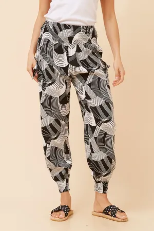 ABSTRACT PRINT HAREM PANTS Comfy Ease Odor Control Treatment