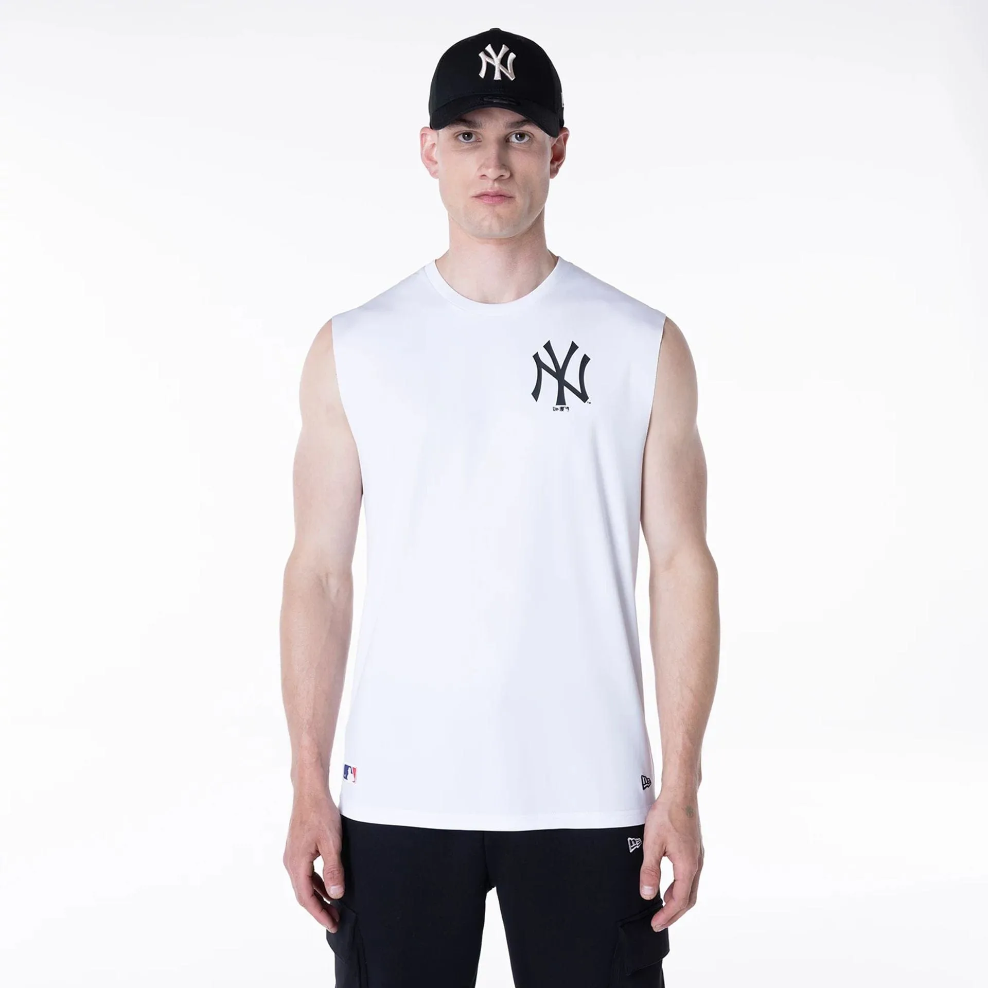 New York Yankees MLB White Sleeveless Vest Cozy Layering Organic Cotton Blend
