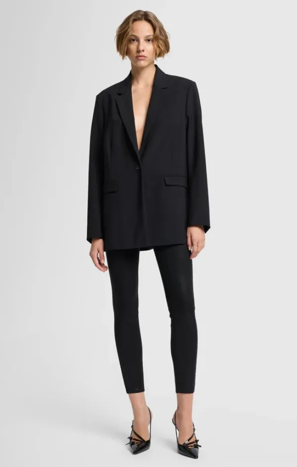 High Waist Ankle Skinny in Coated Black Easy Wear