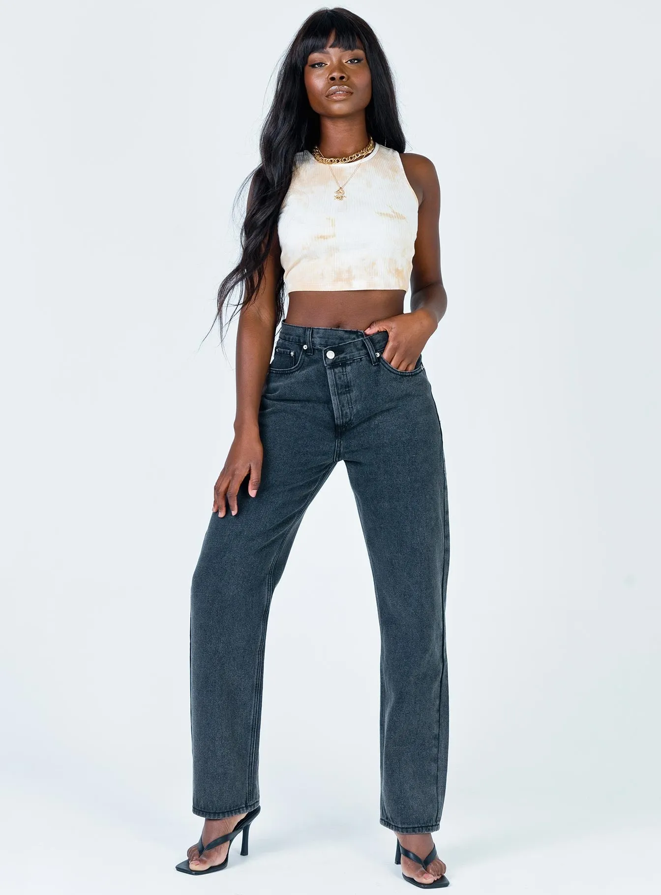 Holly Asymmetric Straight Leg Jean Black Denim Minimal Fit