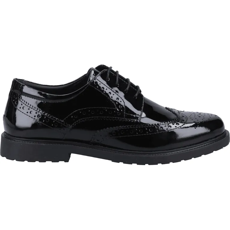 Block Stride Peak Jog Hush Puppies Womens Verity Brogue Black Patent