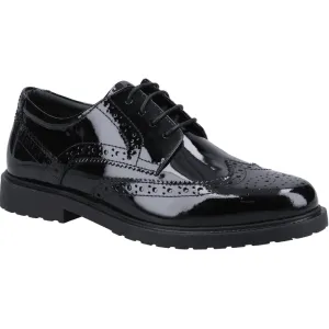 Route Walk Hush Puppies Womens Verity Brogue Black Patent
