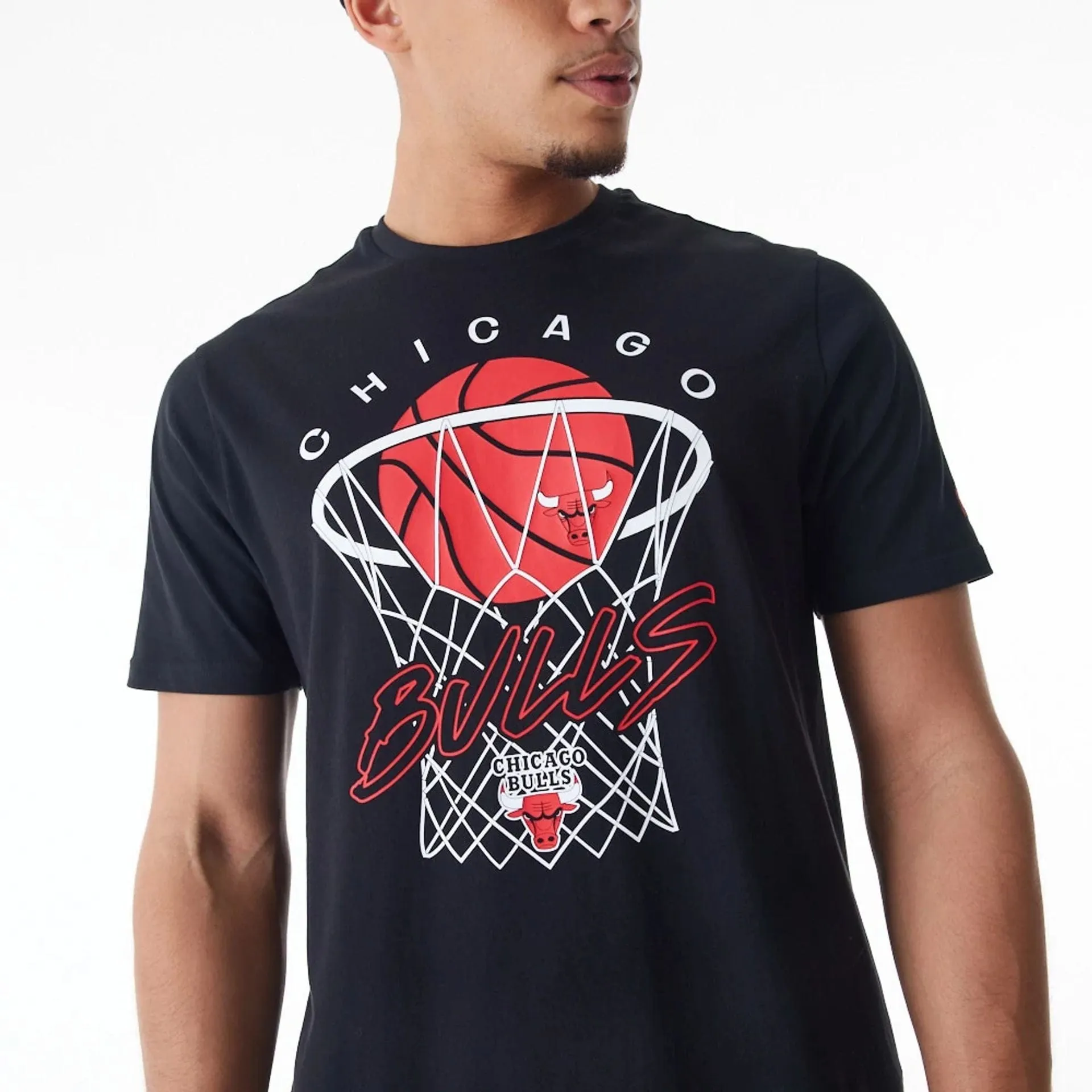 Chicago Bulls NBA Net Graphic Black T-Shirt Printed design EasyCareFabric