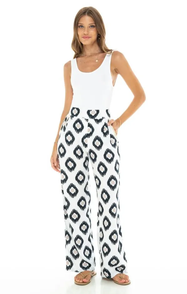 Ikat Dye Pants Windproof coating No Frills Fit