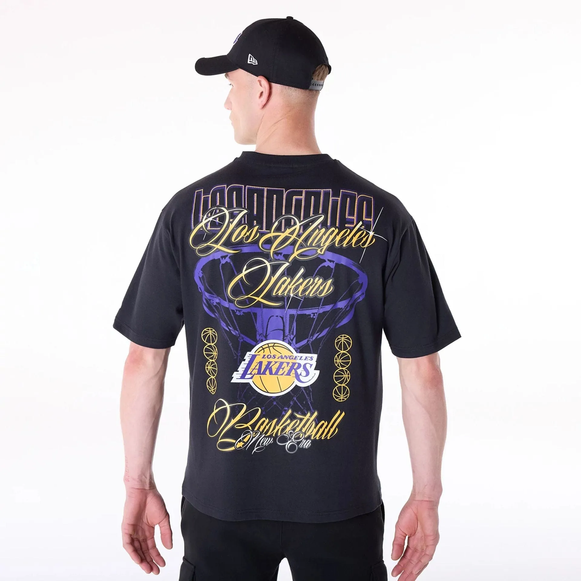 LA Lakers NBA Font Graphic Black T-Shirt Comfy Wear Fit Unique Design