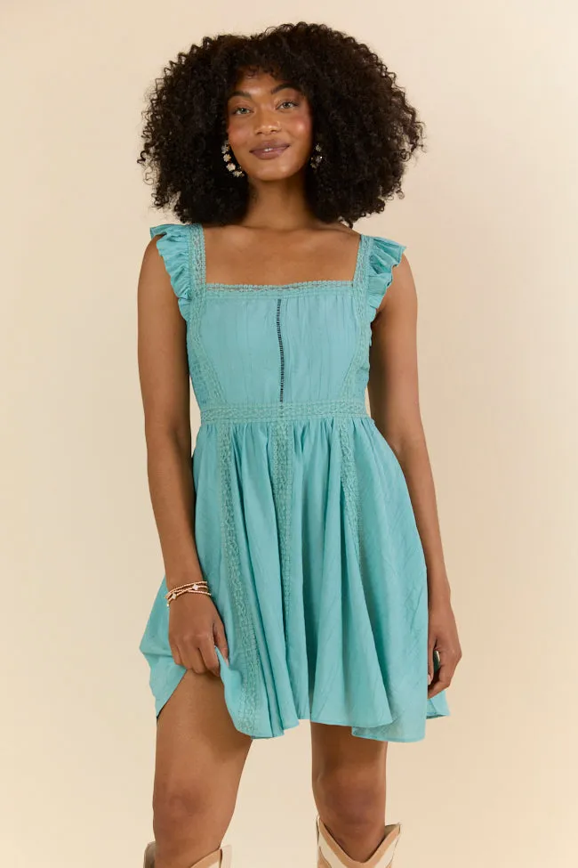In This Groove Dusty Teal Mini Dress SALE Brunch Outfit Nature Inspired