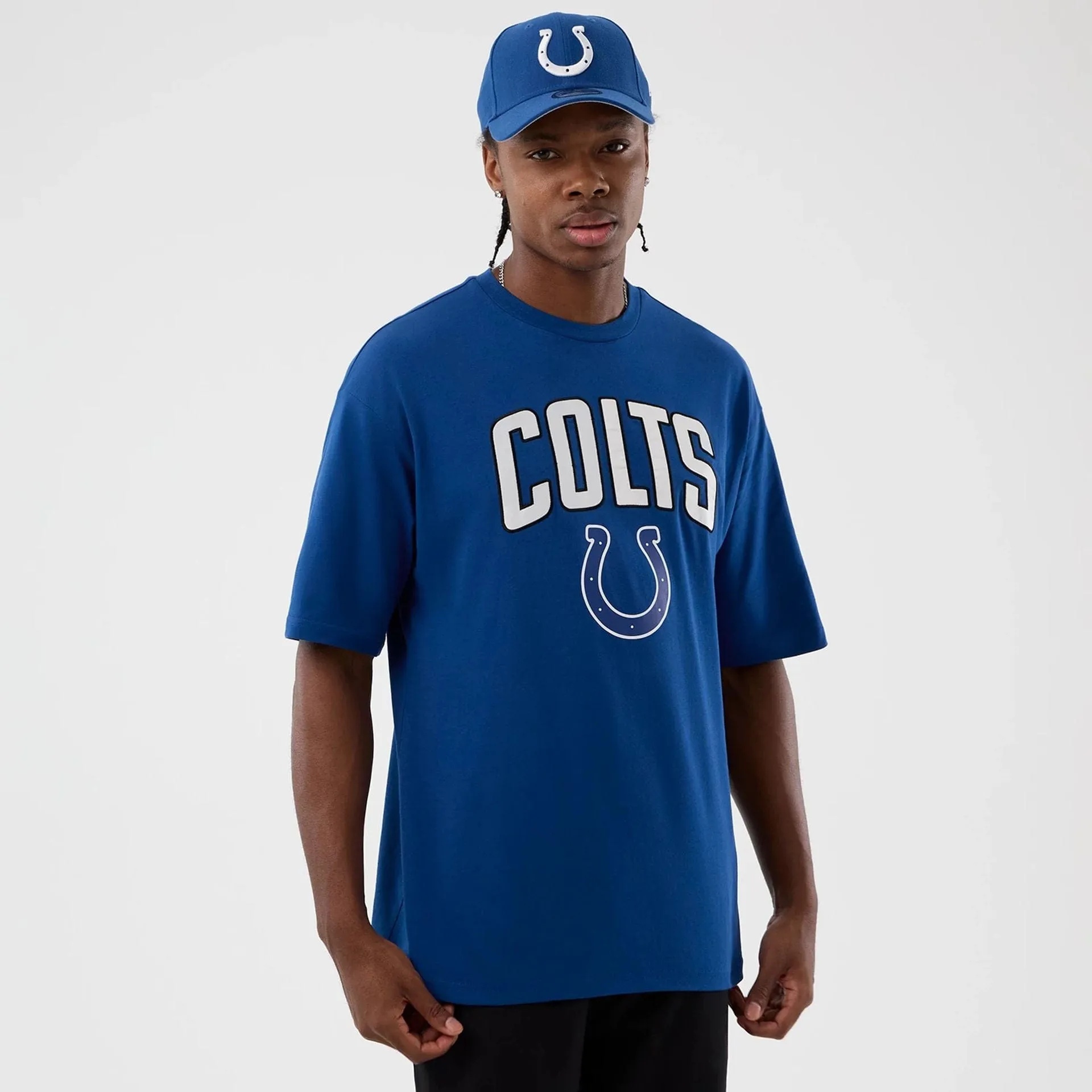 Casual Layer Wear Simple Look Indianapolis Colts NFL International Series Games Blue Oversized T-Shirt