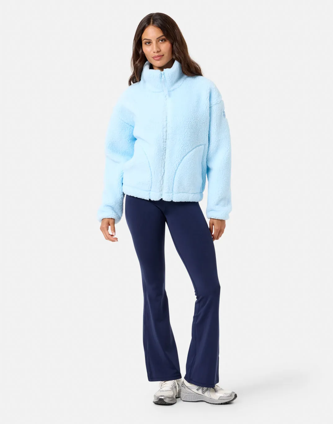 Industry Fleece High Collar Jacket in Baby Blue Cozy Casual