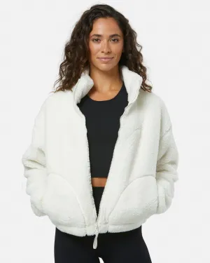 Industry Fleece High Collar Jacket in Cloud White Daily Routine College Wear