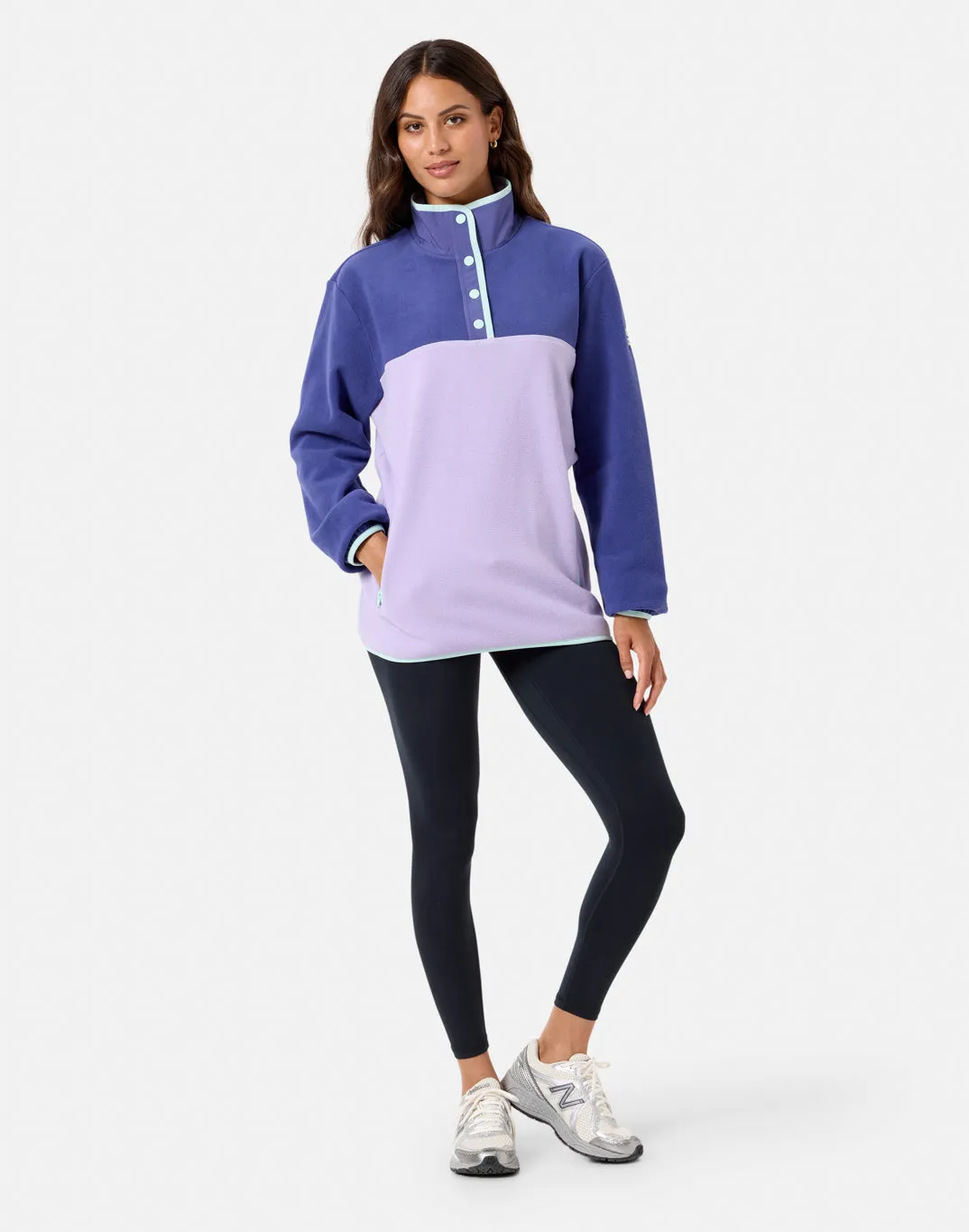Late Night Walk Half Snap Polar Fleece in Lilac