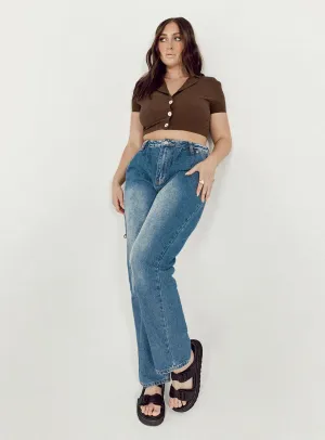 Isabelle Straight Leg Denim Jeans Relaxed Waist Fit