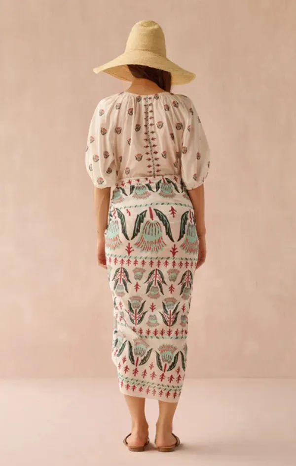 Athleisure Cool Ventilated Back Panel Isla Blouse in Reya Willow