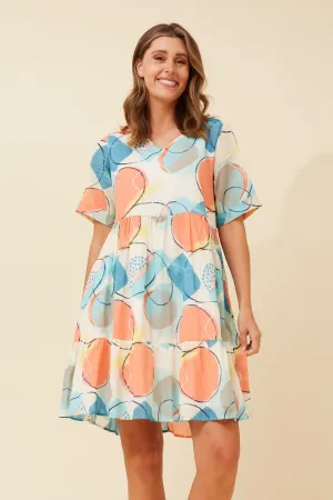 All-day Comfort Office Casual ISMAY ABSTRACT PRINT DRESS