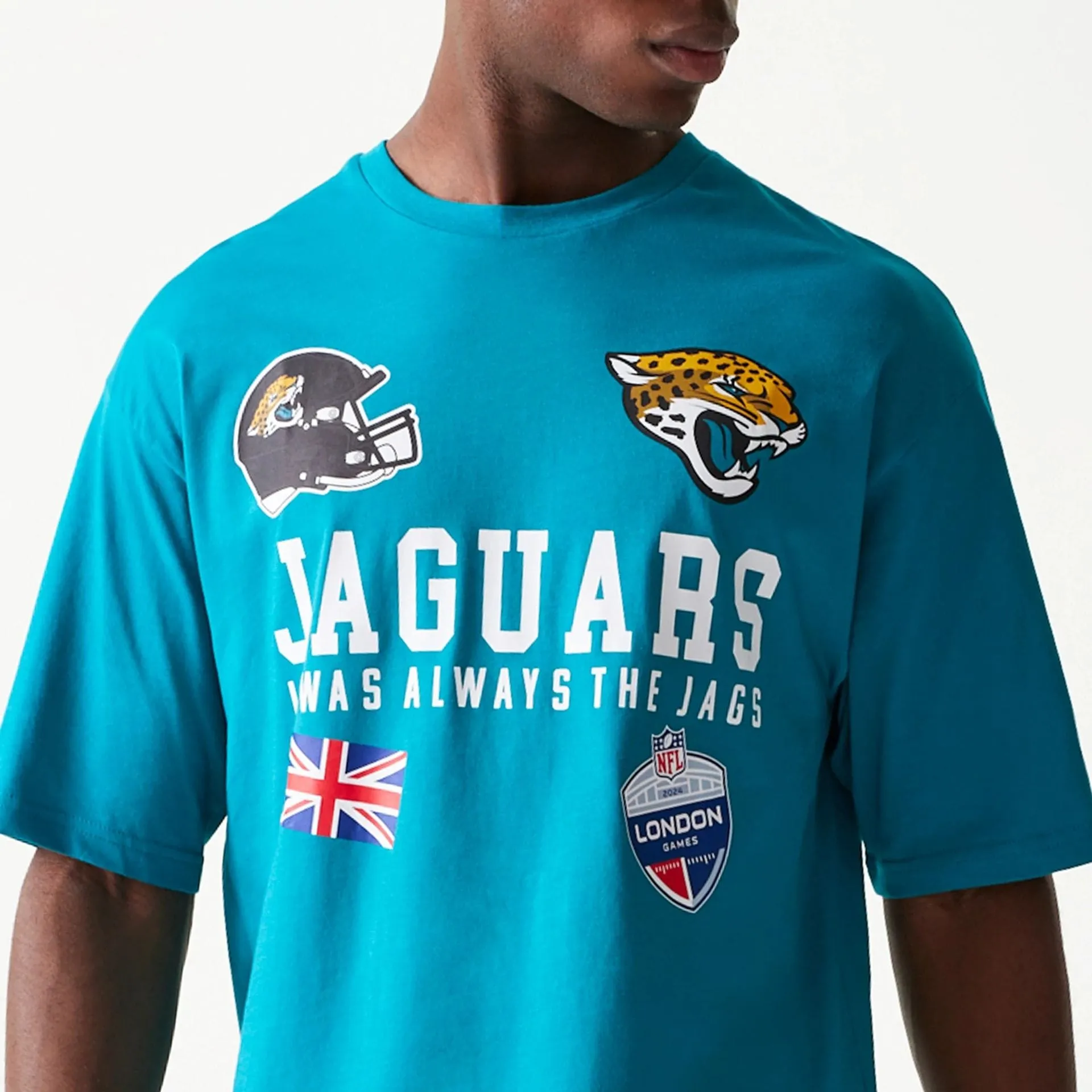 Jacksonville Jaguars NFL Games Collegiate Turquoise Oversized T-Shirt Active Layering Timeless Wear