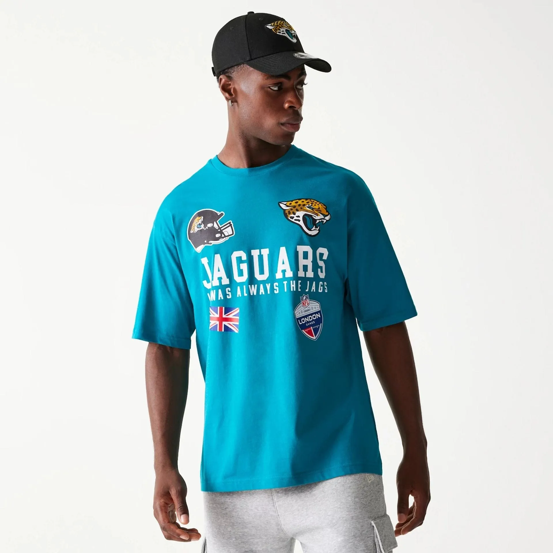 Relaxed Design Holiday Outfit Jacksonville Jaguars NFL Games Collegiate Turquoise Oversized T-Shirt