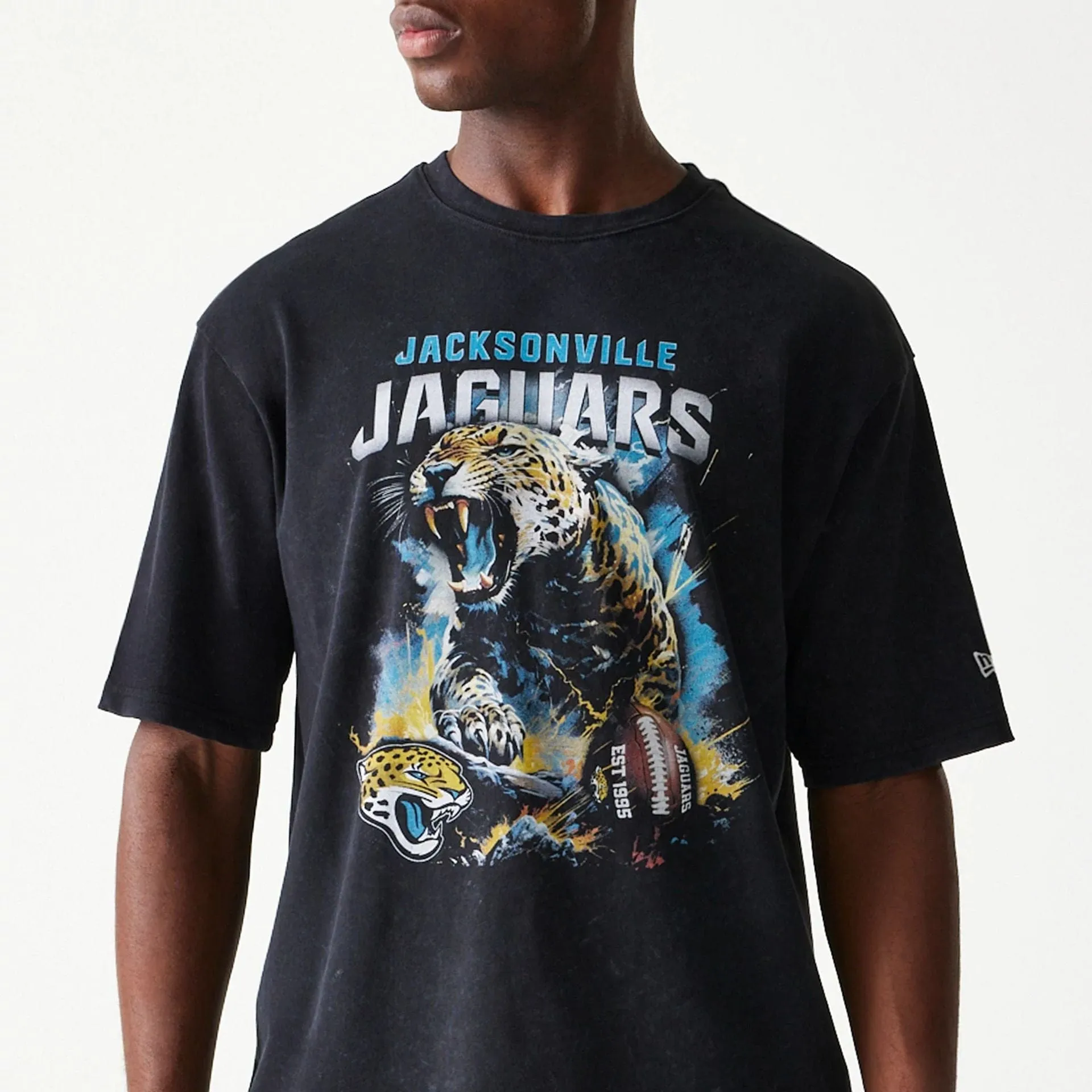 Stretch Fit Outdoor Activity Jacksonville Jaguars NFL Games Premium Apparel Black Oversized T-Shirt