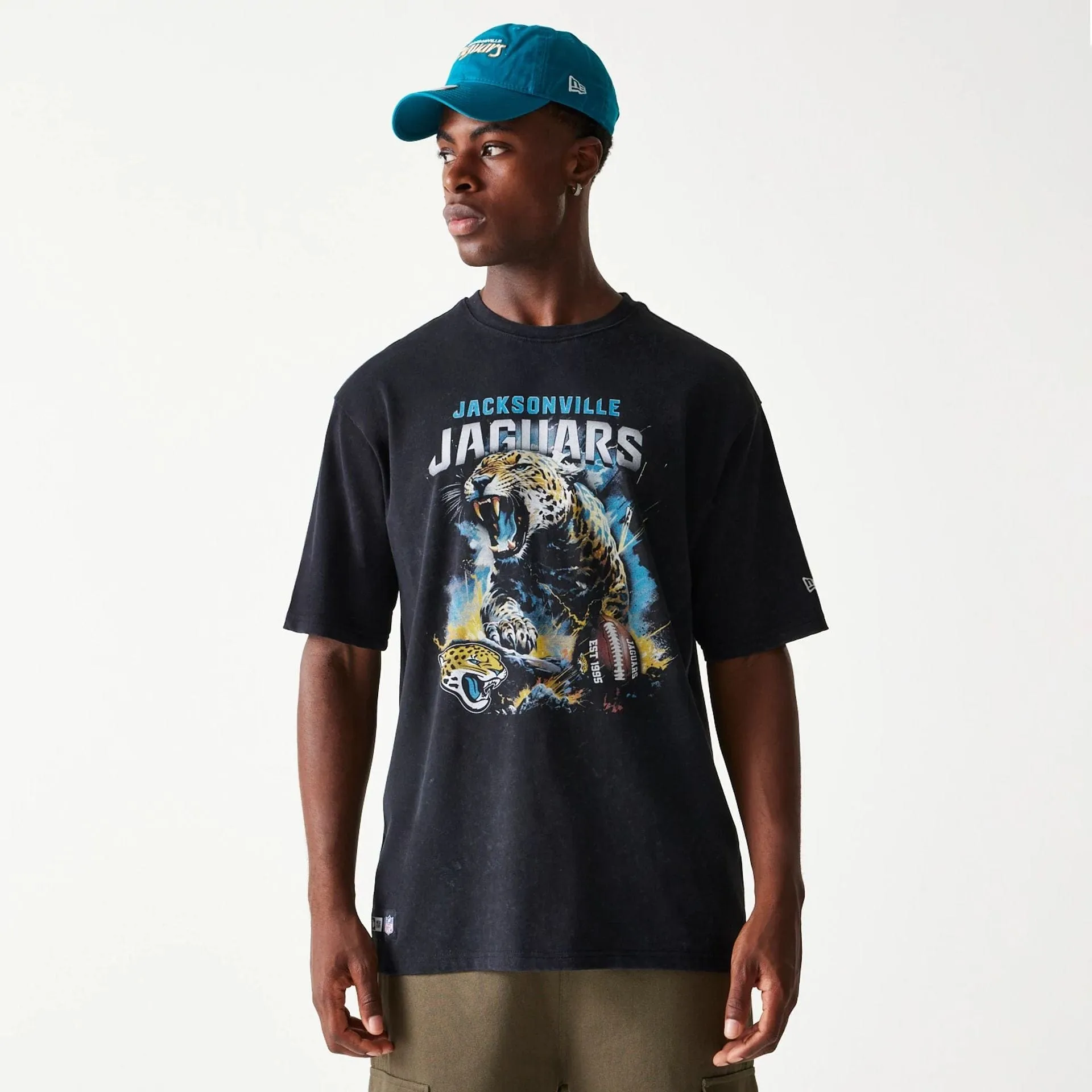 Jacksonville Jaguars NFL Games Premium Apparel Black Oversized T-Shirt Stretch Waist Sporty Appeal