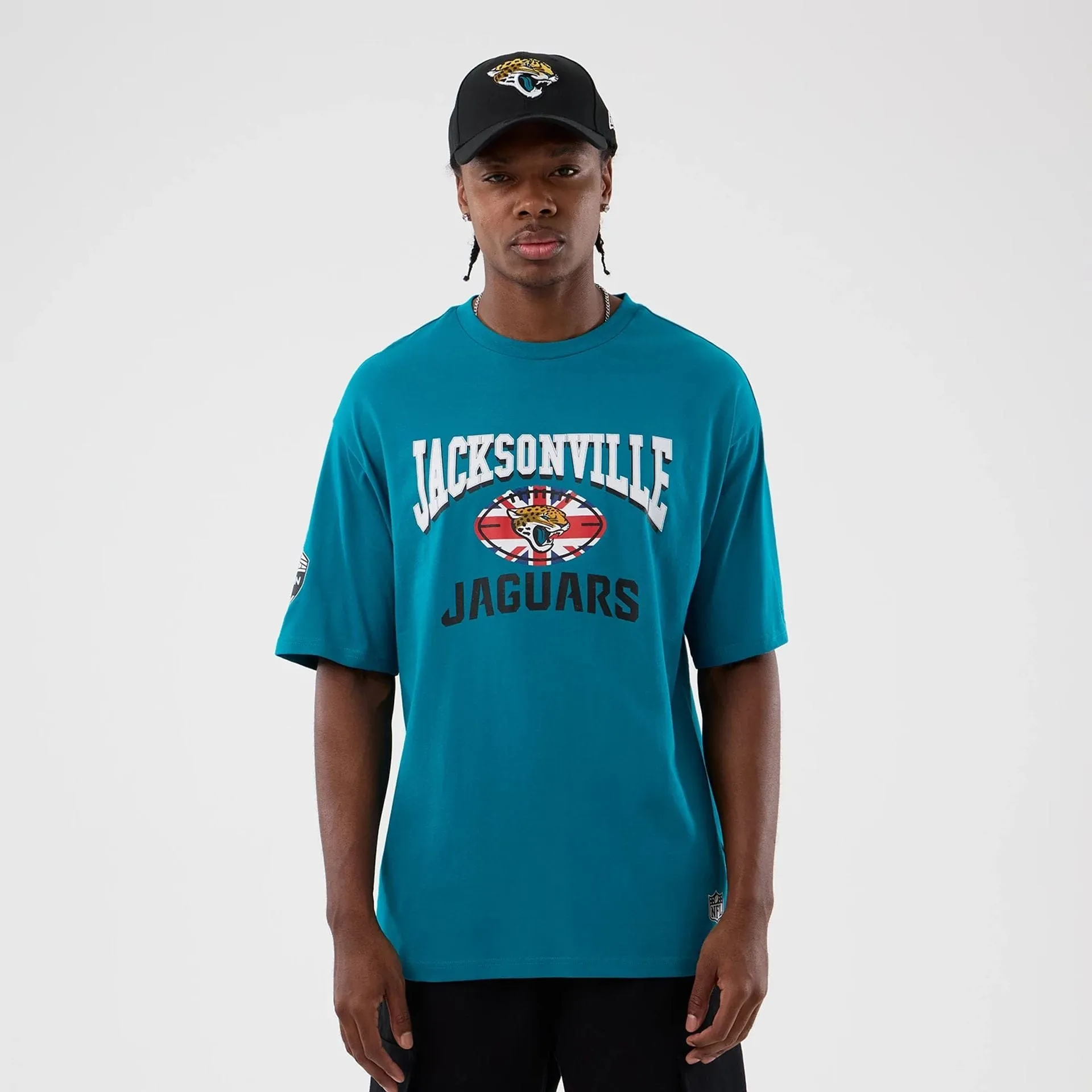 Jacksonville Jaguars NFL International Series Games Turquoise Oversized T-Shirt Cool Weather Wear