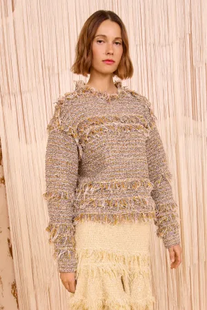 Denim Cool Active Apparel Jael Knit Tweed Long Sleeve Pullover - Helios