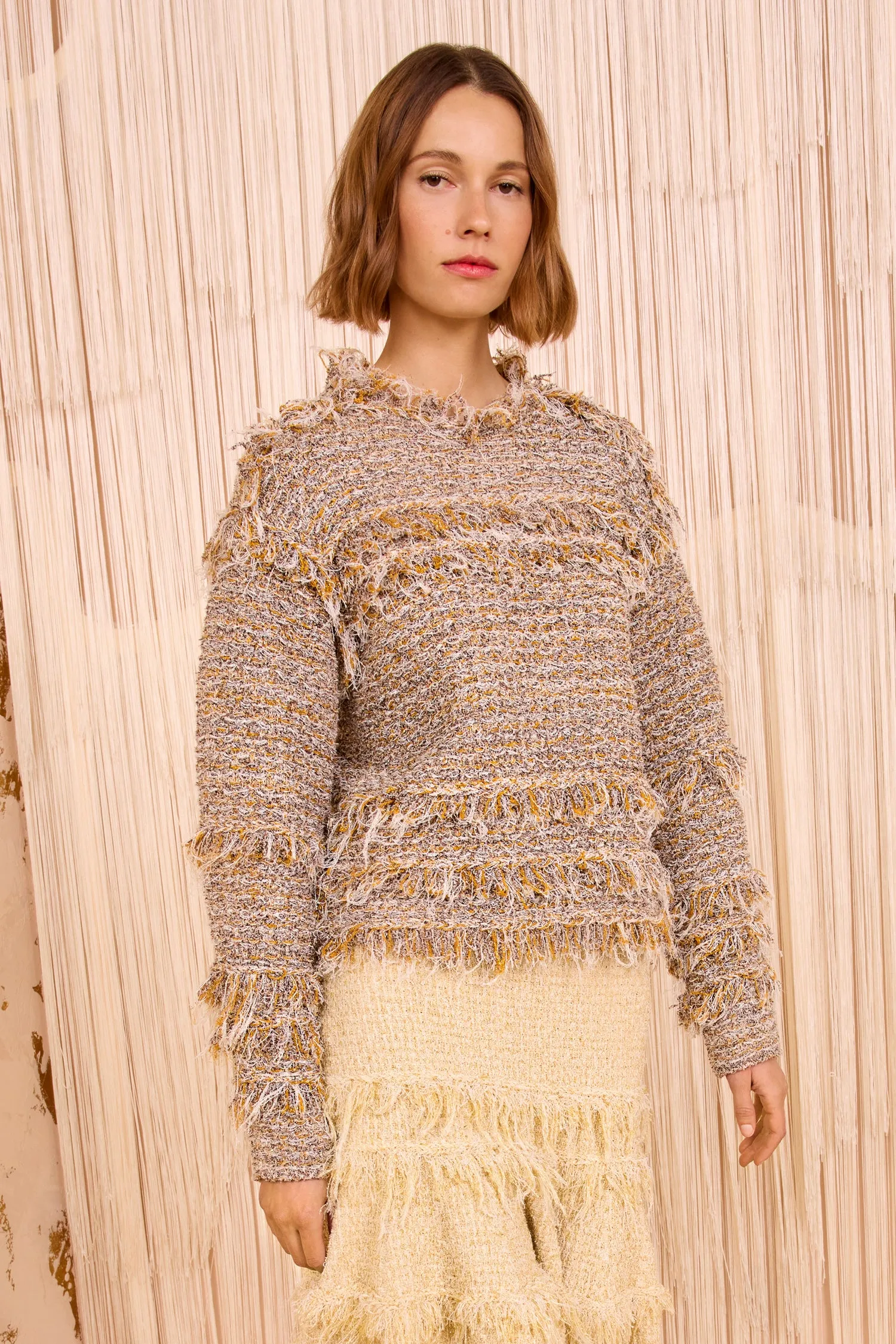 Denim Cool Active Apparel Jael Knit Tweed Long Sleeve Pullover - Helios