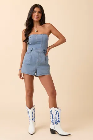 Jayla Strapless Denim Romper SALE Art Glow