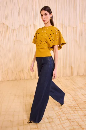 Josie Cape Sleeve Knit Top - Goldenrod Office Attire Art Core