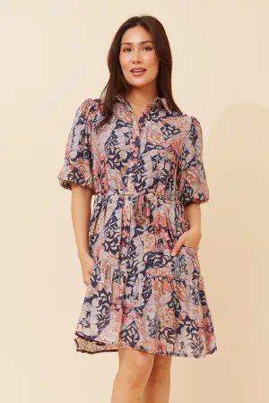 Tie-Detail Romantic Bloom JULIAN FLORAL SHORT DRESS