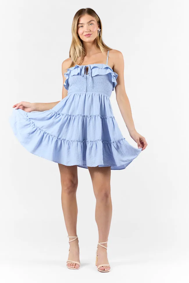Soft Profile Keep My Promises Light Blue Smocked & Ruffle Detail Dress SALE