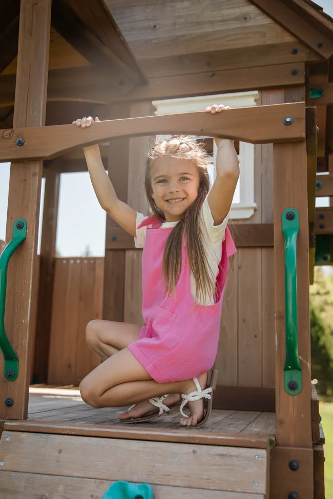 Kid's Well Loved Hot Pink Tie Shoulder Gauze Romper FINAL SALE OekoTexCertified