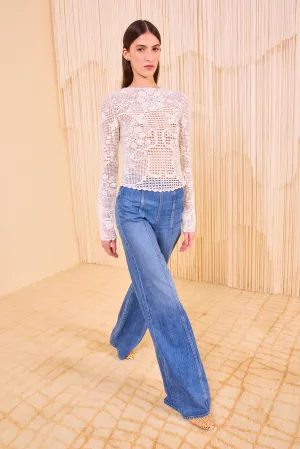 Killian Long Sleeve Crochet Top - Pristine Modern Outfit Simple Layering