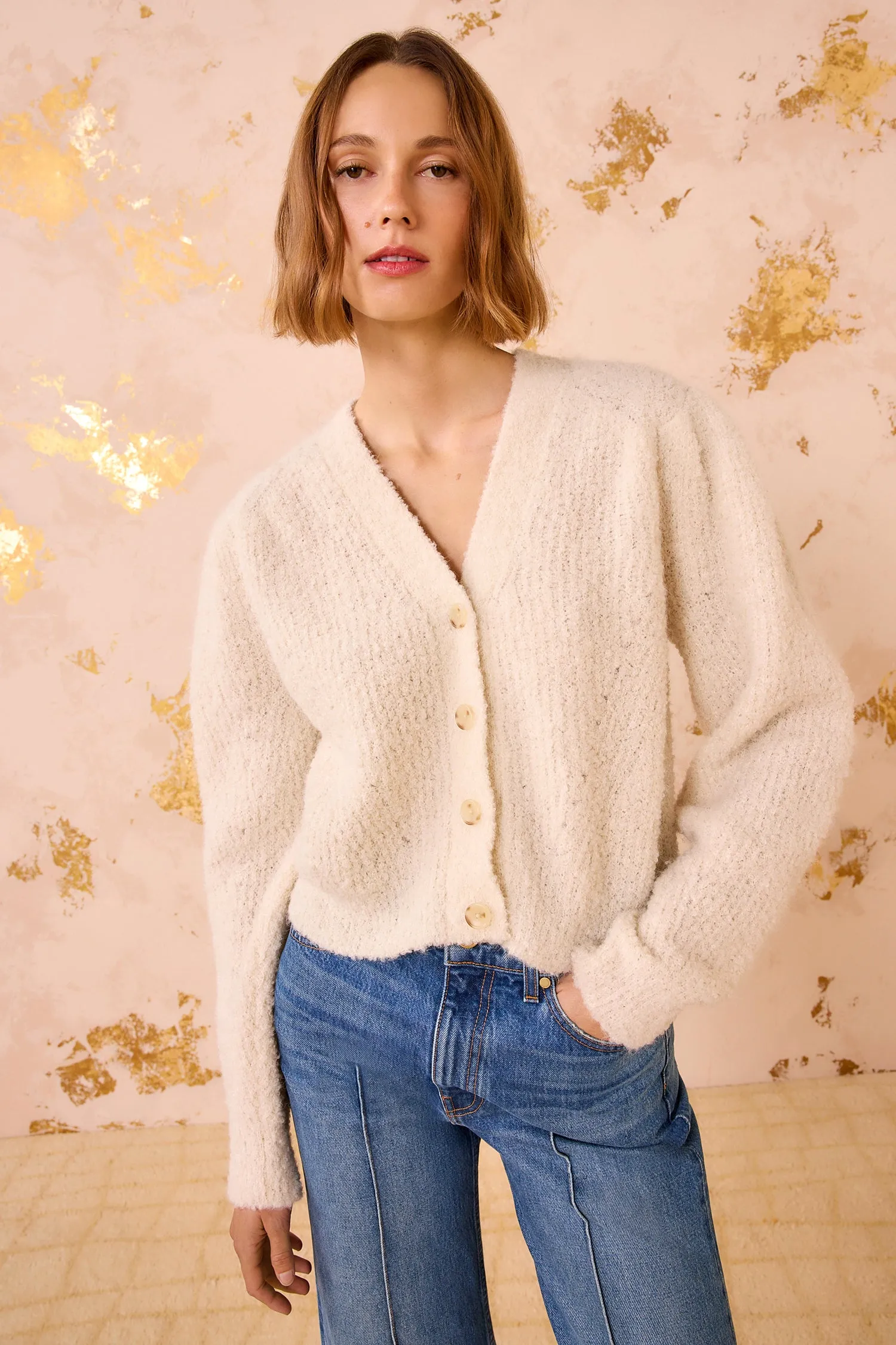 Kira Alpaca Cardigan - Cowrie WaterRepellent Surface
