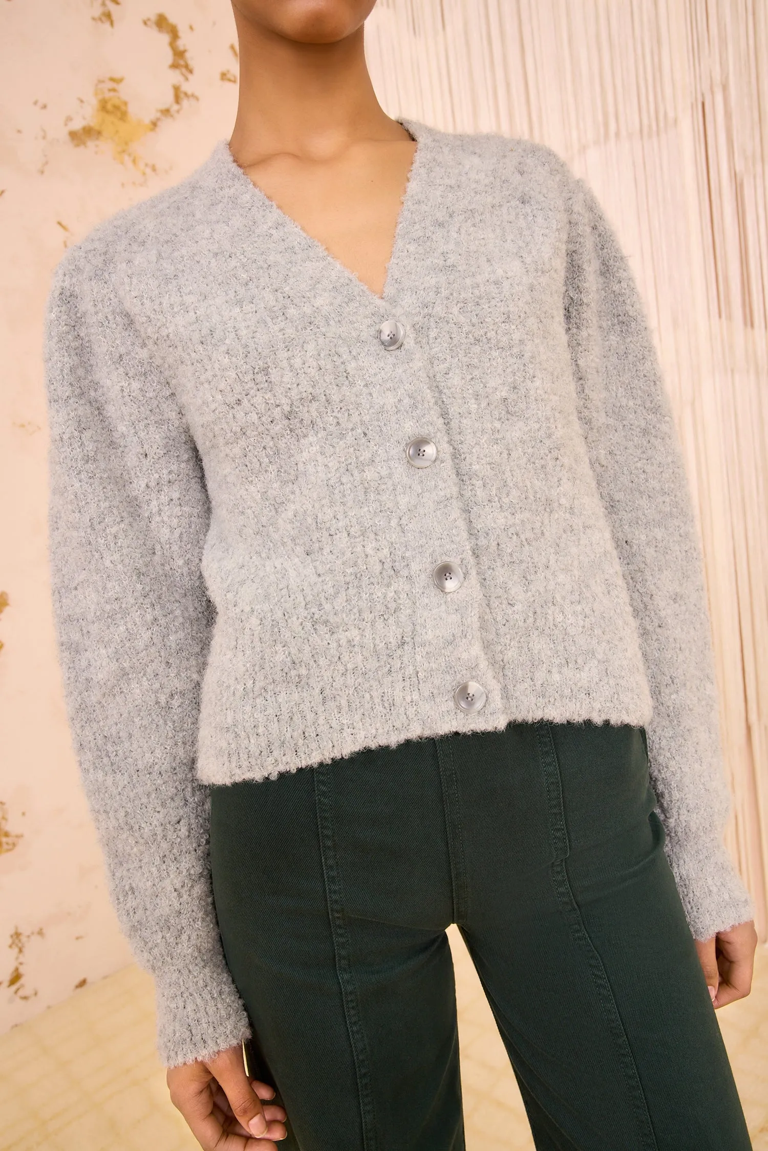 Kira Alpaca Cardigan - Pebble Pure Cotton Travel Core