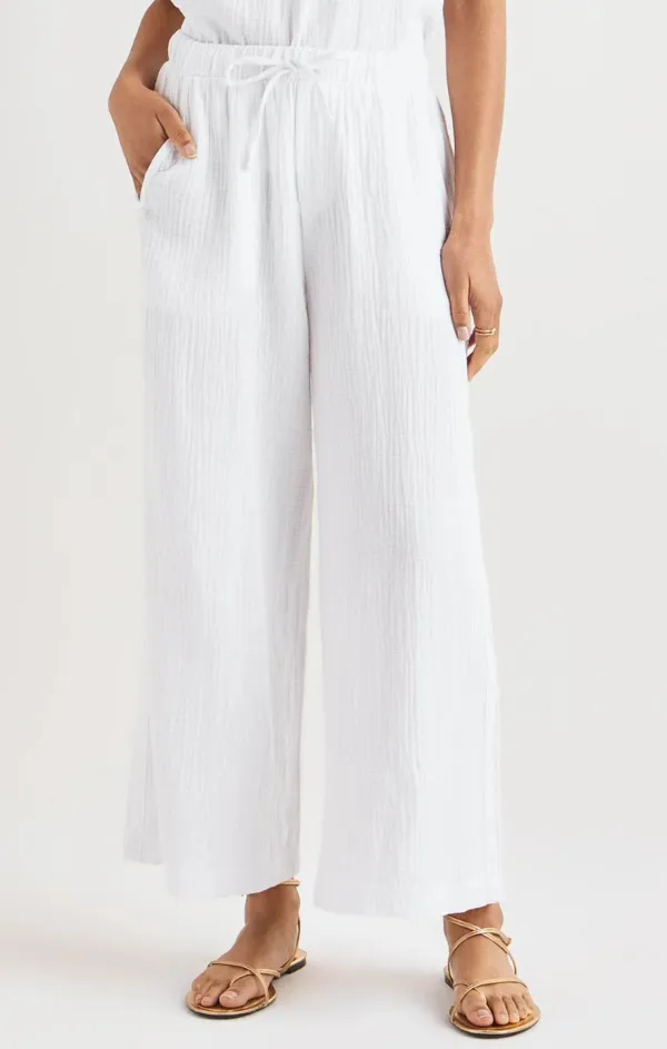 Simple Silhouette Breathable Design Kit Gauze Palazzo Pant