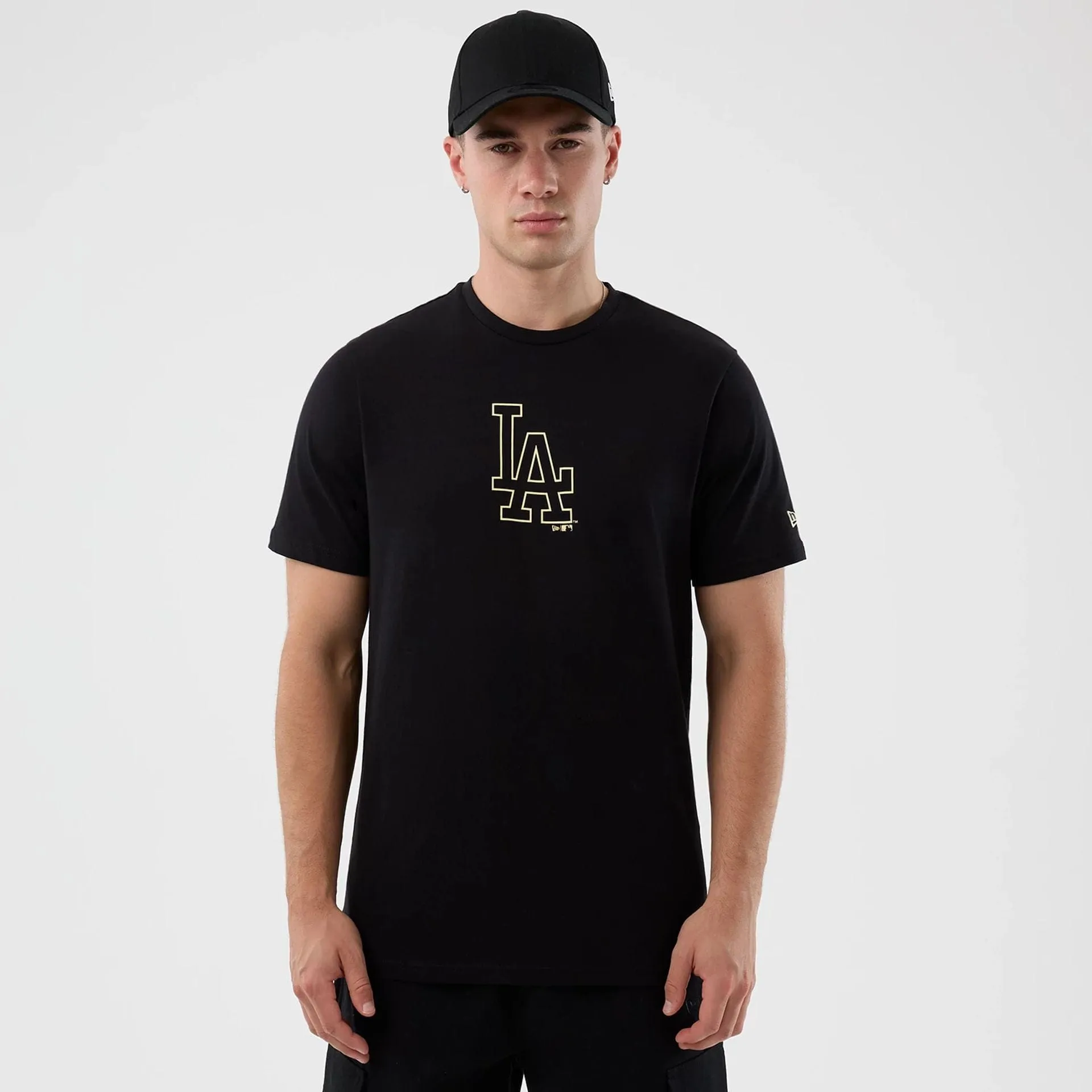 Brushed Interior Lining Yarn Dyed Fabric LA Dodgers MLB Back To School Black T-Shirt