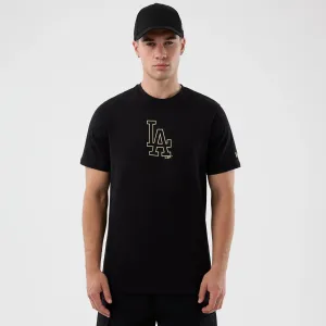 Brushed Interior Lining Yarn Dyed Fabric LA Dodgers MLB Back To School Black T-Shirt