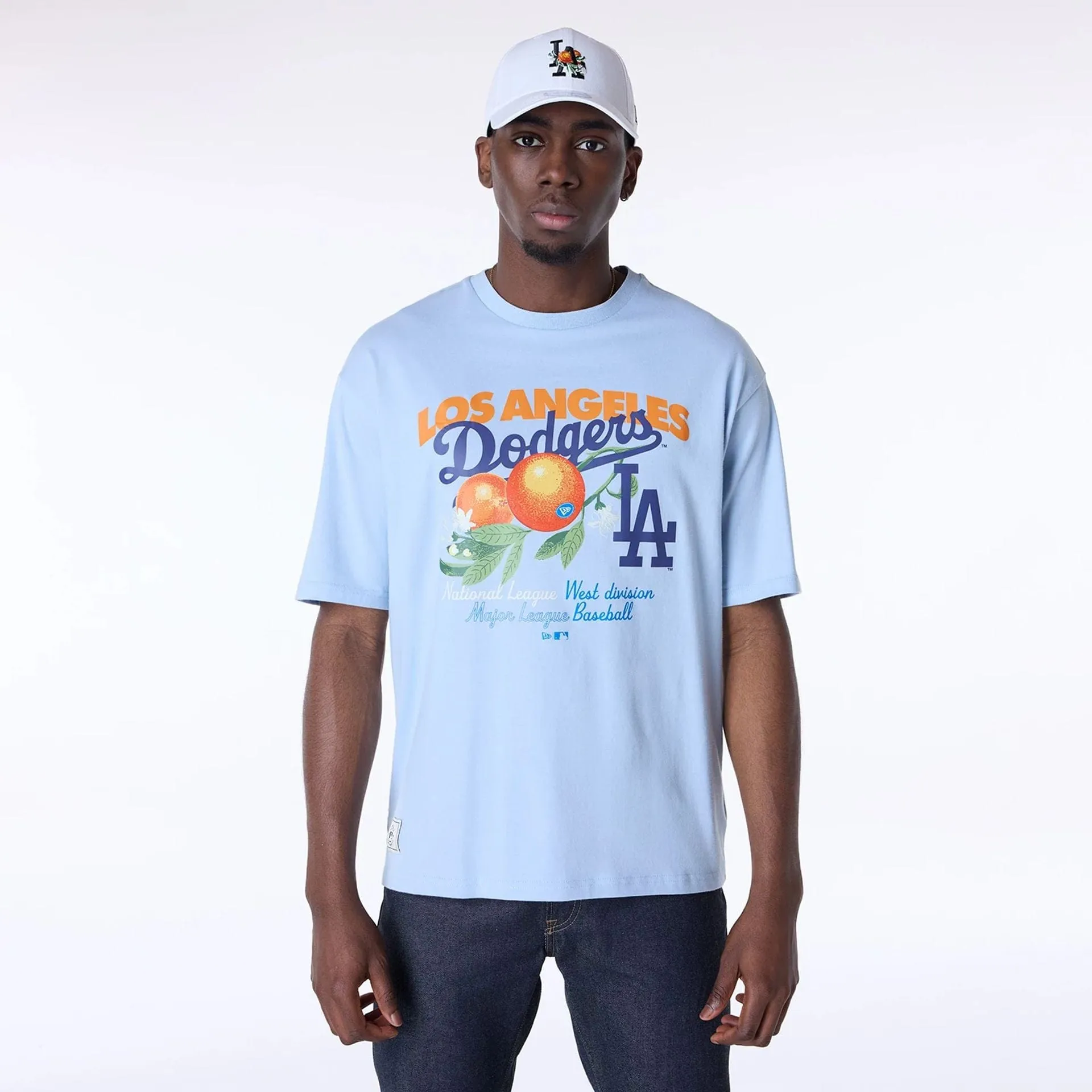 contrast Urban Fashion LA Dodgers MLB Fruit Graphic Pastel Blue T-Shirt