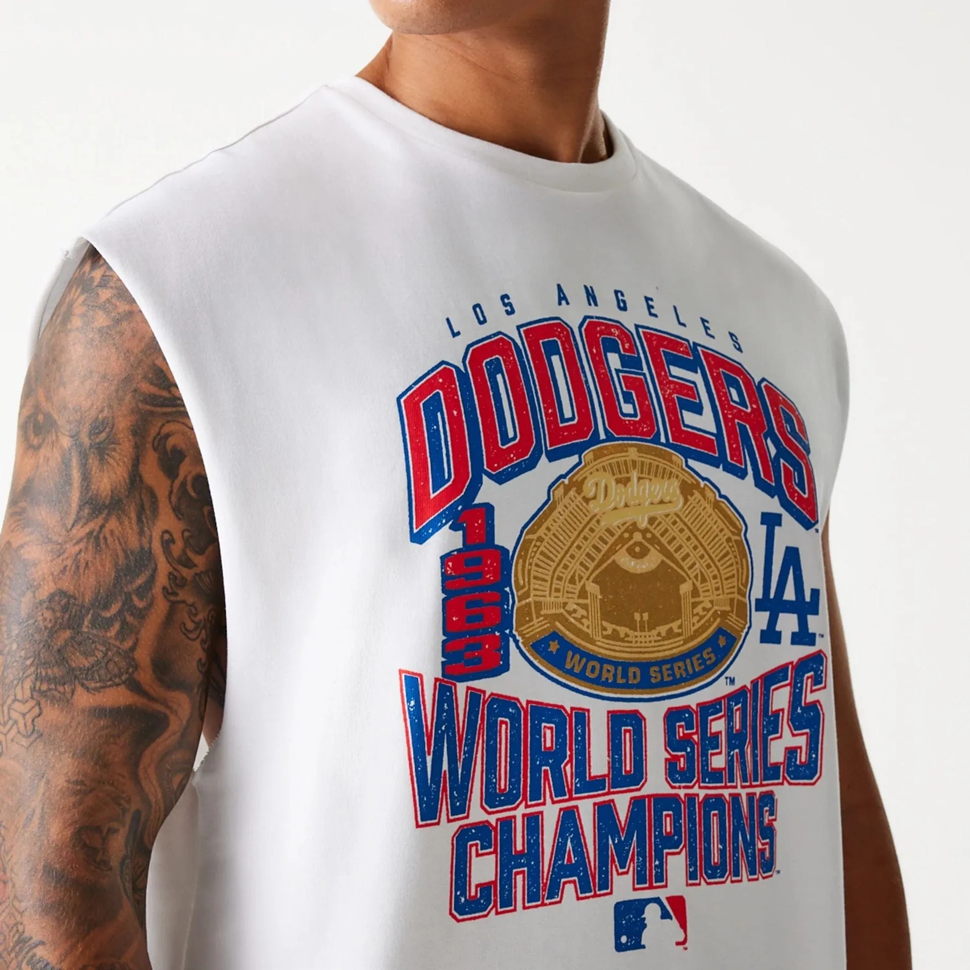 LA Dodgers MLB Graphic White Sleeveless T-Shirt WrinkleResistant Texture Versatile Layer