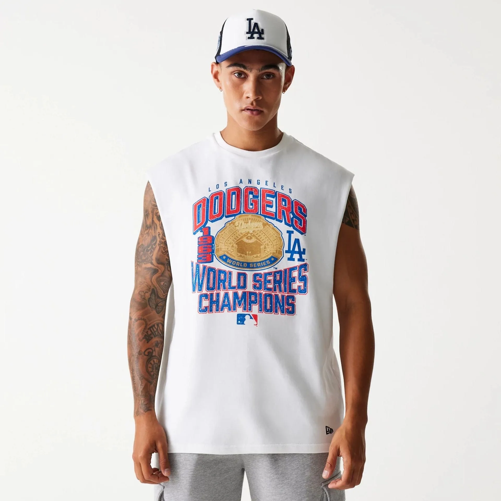 LA Dodgers MLB Graphic White Sleeveless T-Shirt Casual Essentials Wear Modern innovation