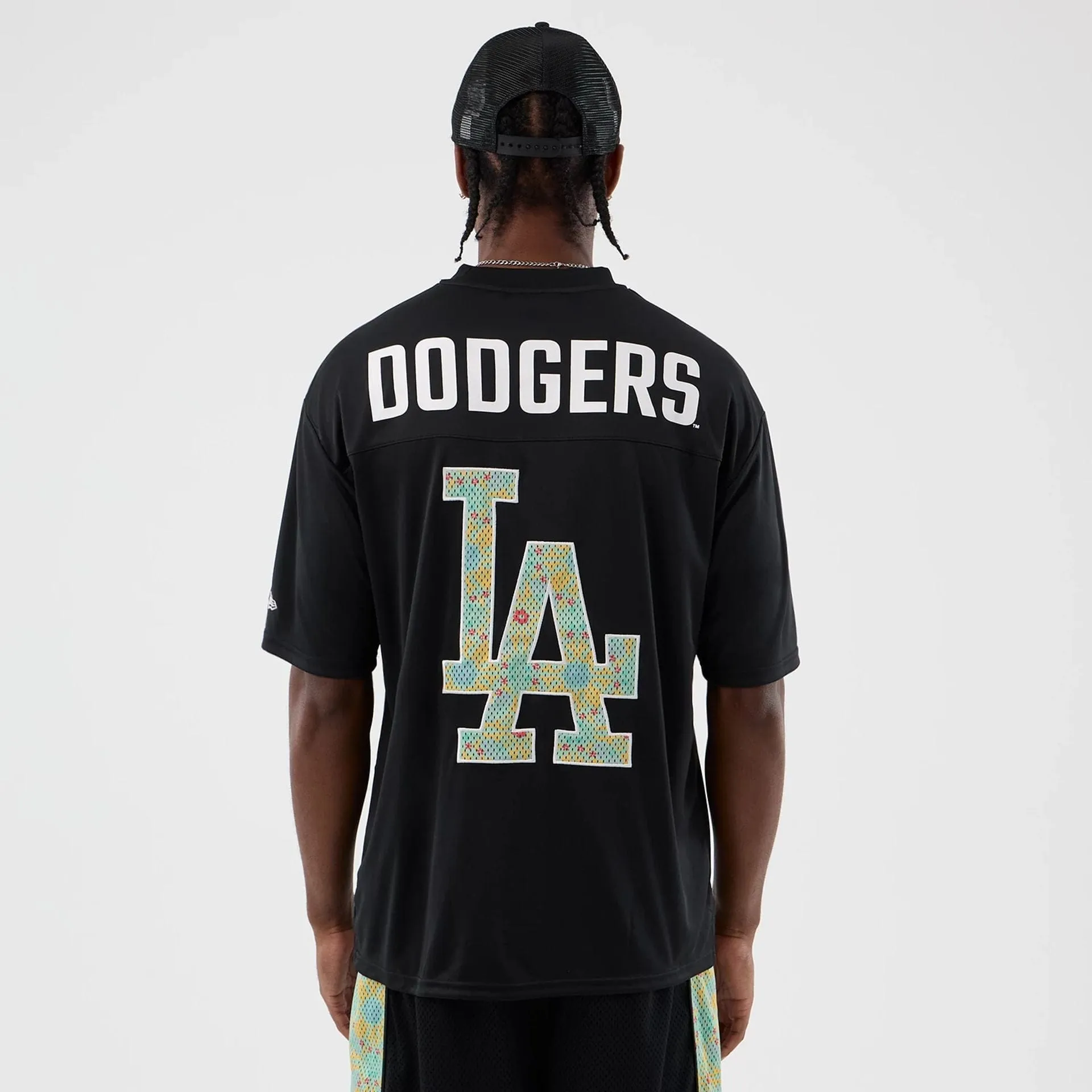 Anti Pill Surface Sporty Look Wear LA Dodgers MLB Mesh Infill Black Oversized T-Shirt