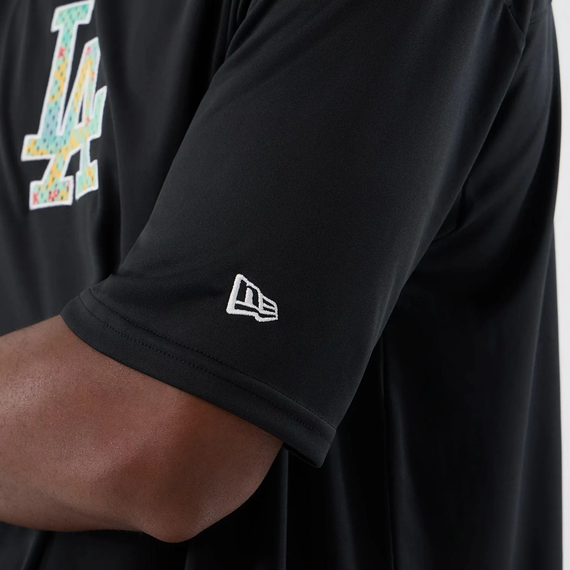 LA Dodgers MLB Mesh Infill Black Oversized T-Shirt Soft Breathable