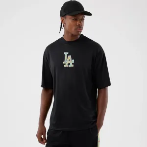 LA Dodgers MLB Mesh Infill Black Oversized T-Shirt Lightweight Feel