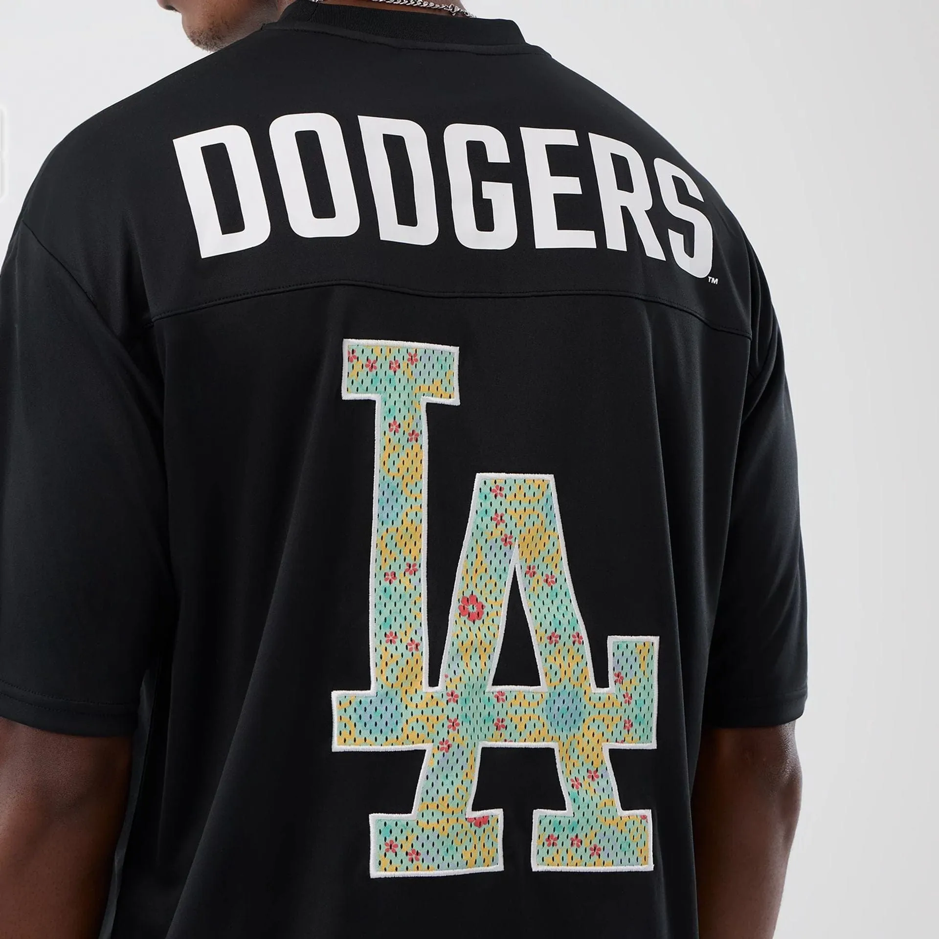 LA Dodgers MLB Mesh Infill Black Oversized T-Shirt Temperature Regulating