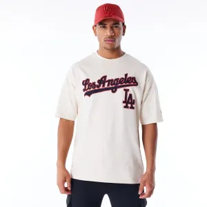 LA Dodgers MLB Rib Infill Light Beige Oversized T-Shirt Effortless Comfort Design Comfy Essentials