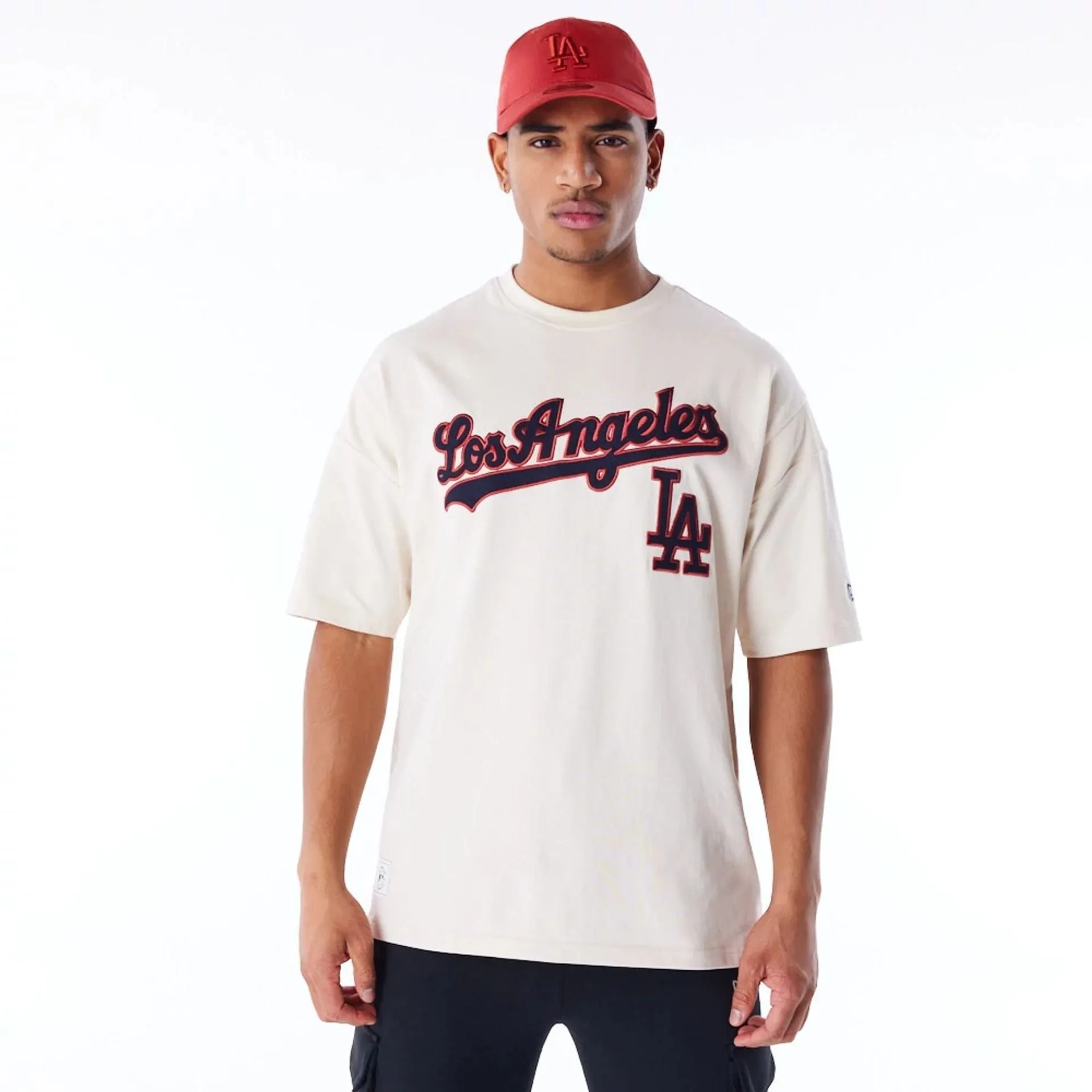 LA Dodgers MLB Rib Infill Light Beige Oversized T-Shirt Effortless Comfort Design Comfy Essentials