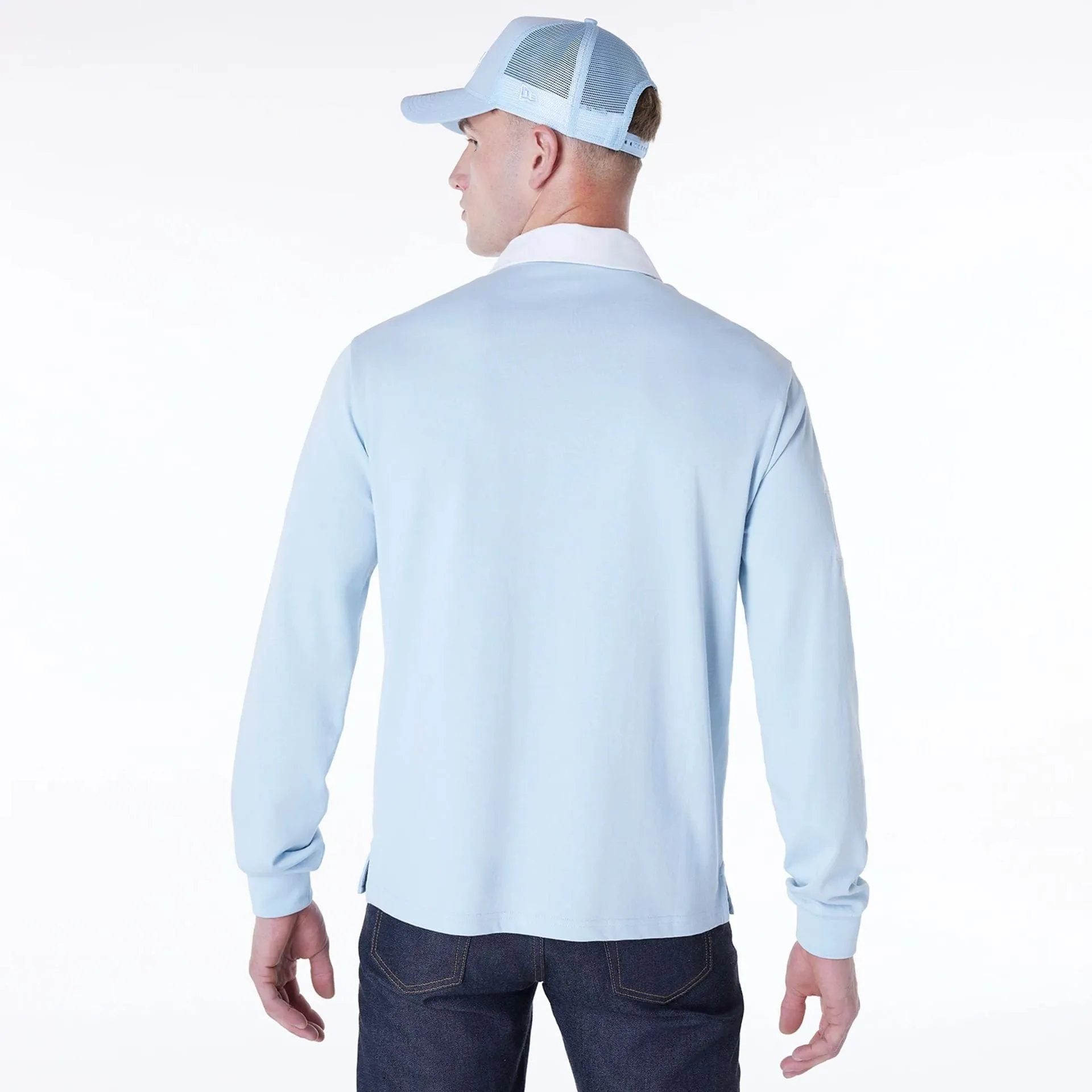 Comfortable Piece LA Dodgers MLB Script Pastel Blue Long Sleeve Polo