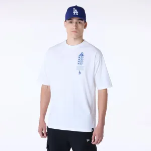 LA Dodgers MLB Wordmark White Oversized T-Shirt Lace trim