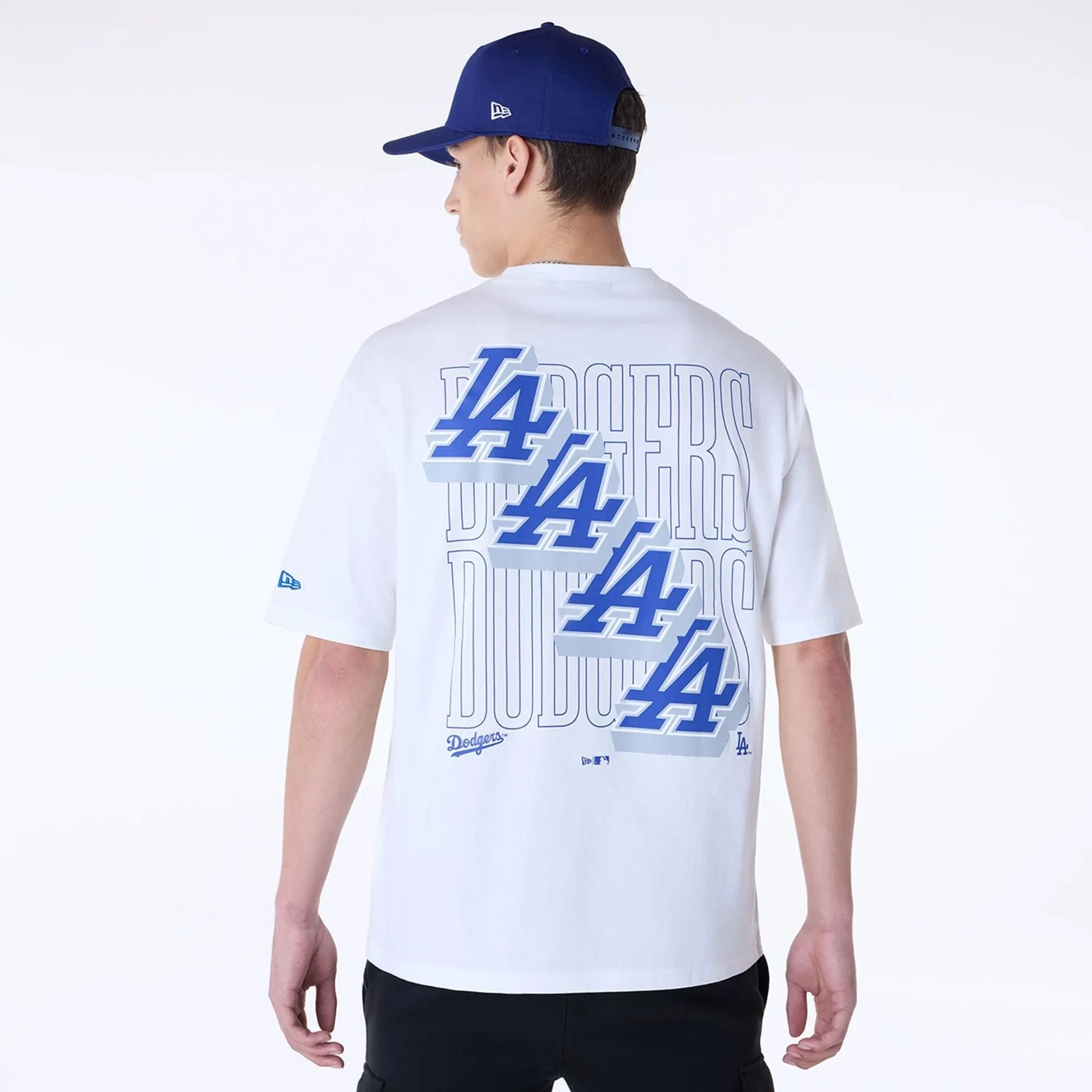 Job Interview LA Dodgers MLB Wordmark White Oversized T-Shirt