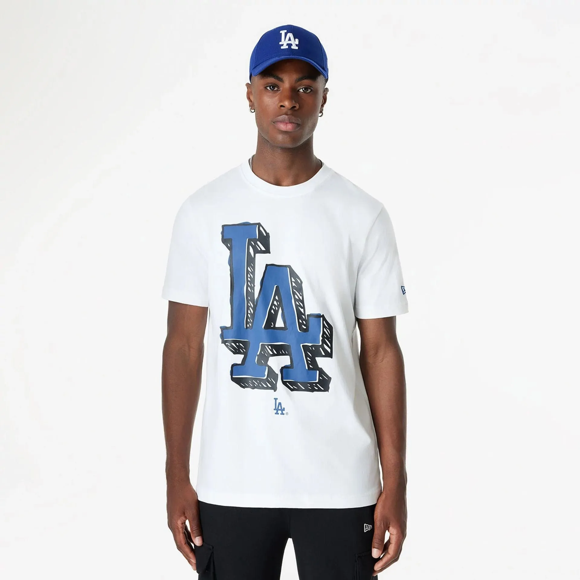 LA Dodgers Official Doodles White T-Shirt Casual Flex Fit